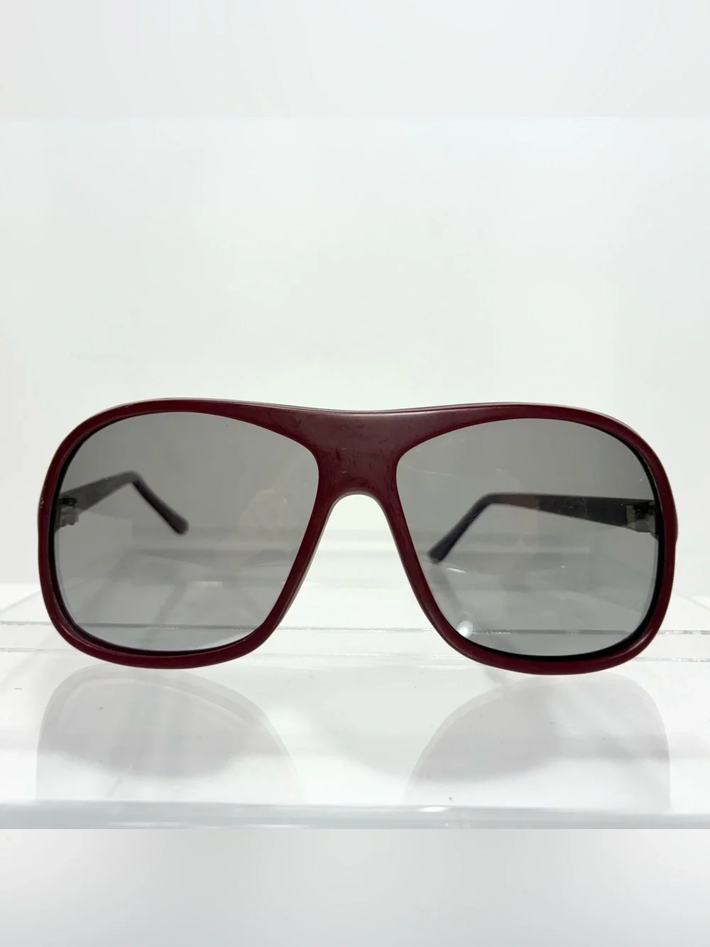 70s 80s Foster Grant Burgundy Plastic Frame Oversized Men’s Sunglasses Vintage